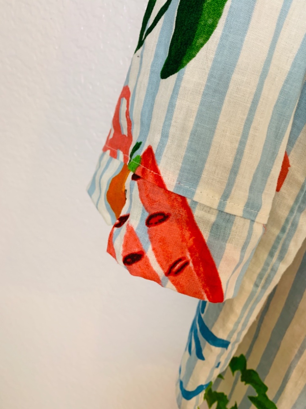 Calypso St. Barth Button Up Shirt XL Stripes Fruit Nautical Beach Print Linen - Picture 13 of 15